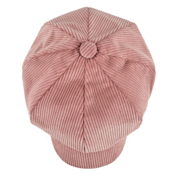 Corduroy Unisex Newsboy Pink Cap Hat w/ Visor Bill - Picture 5 of 7
